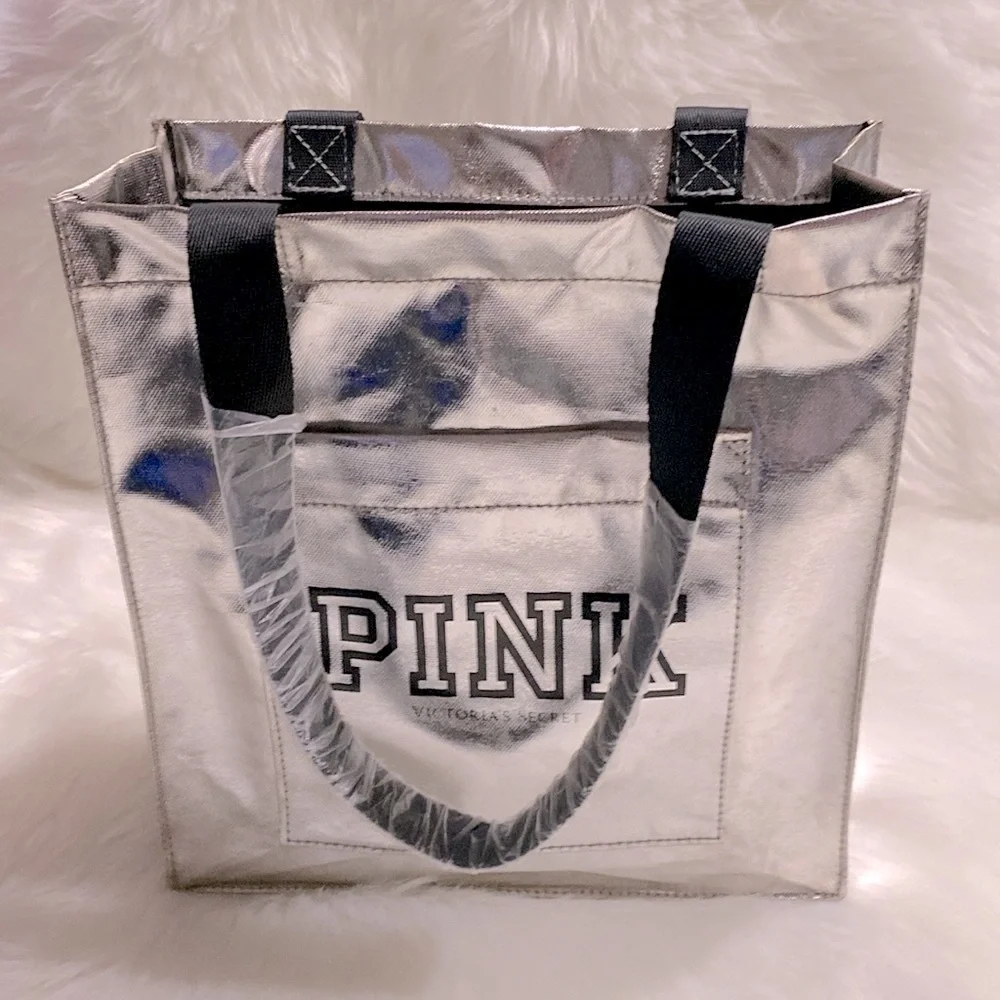 Victoria’s Secret Metallic Silver Shopping Bag NWT Excellent Condition